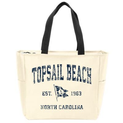 Topsail Beach Nc Vintage Sports Boat Anchor Flag Zip Tote Bag