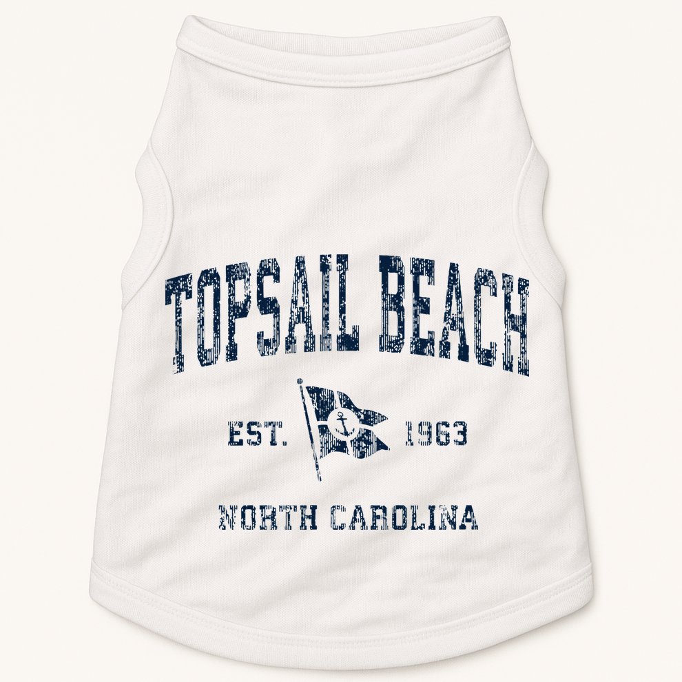 Topsail Beach Nc Vintage Sports Boat Anchor Flag Doggie Tank