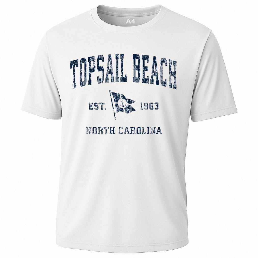 Topsail Beach Nc Vintage Sports Boat Anchor Flag Performance Shirt