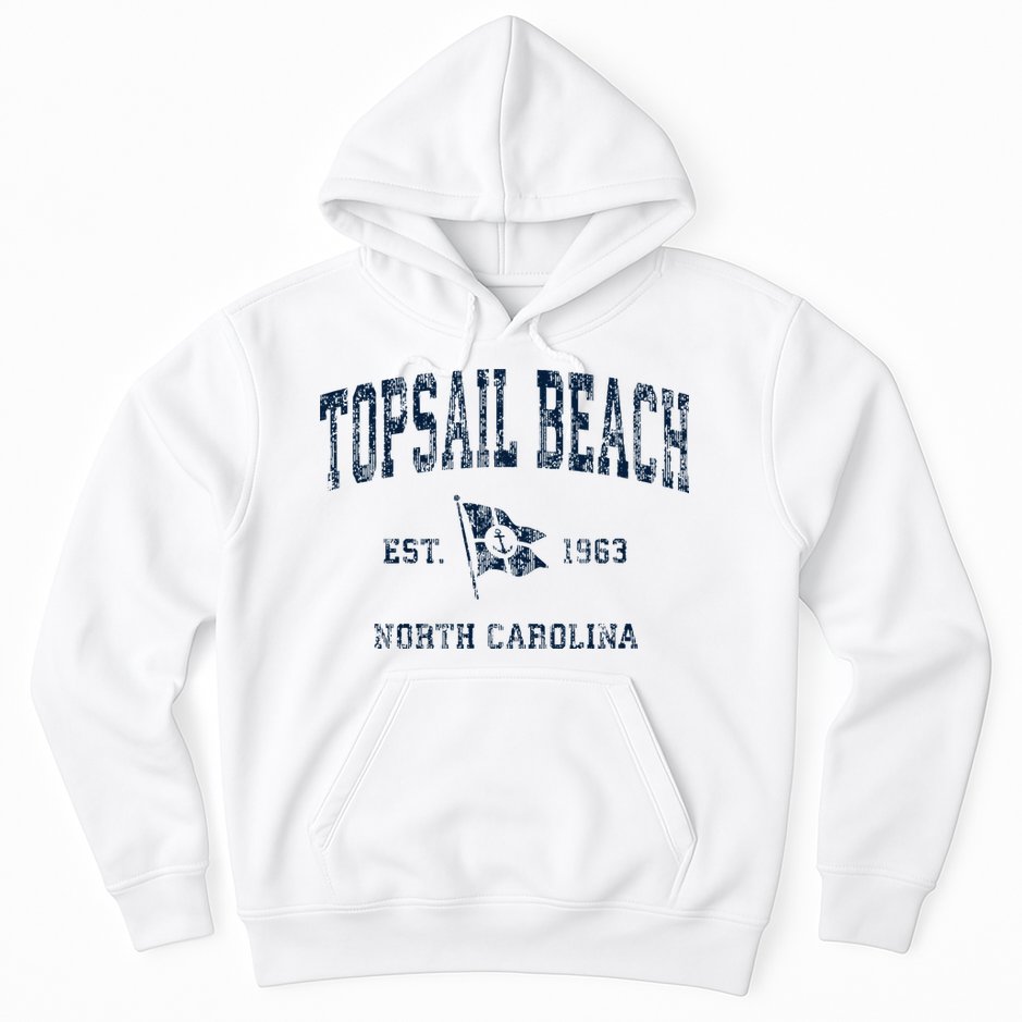 Topsail Beach Nc Vintage Sports Boat Anchor Flag Hoodie