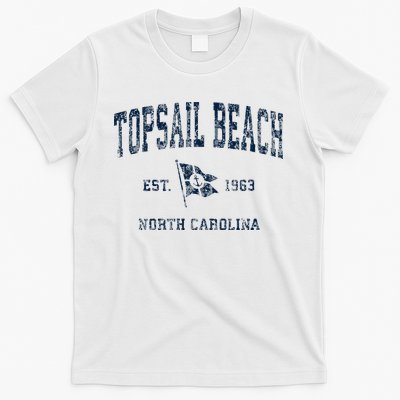Topsail Beach Nc Vintage Sports Boat Anchor Flag T-Shirt