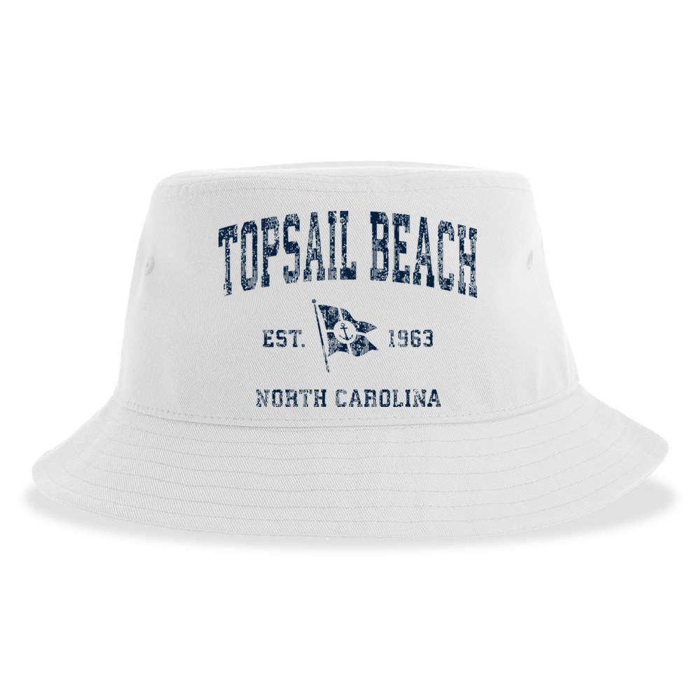 Topsail Beach Nc Vintage Sports Boat Anchor Flag Sustainable Bucket Hat