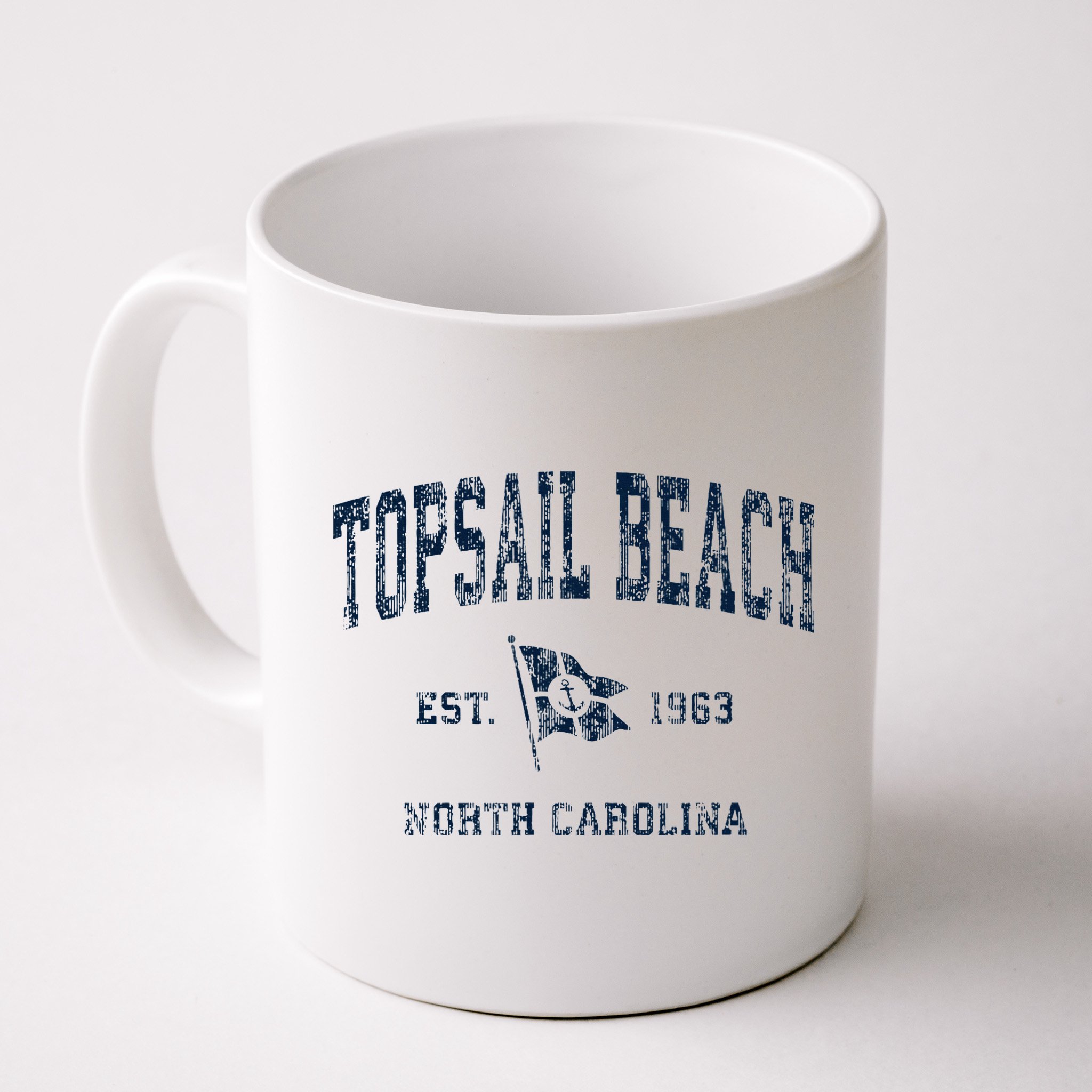 Topsail Beach Nc Vintage Sports Boat Anchor Flag Mug