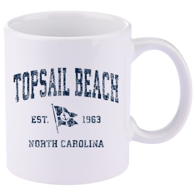 Topsail Beach Nc Vintage Sports Boat Anchor Flag 11oz C Handle Ceramic Mug