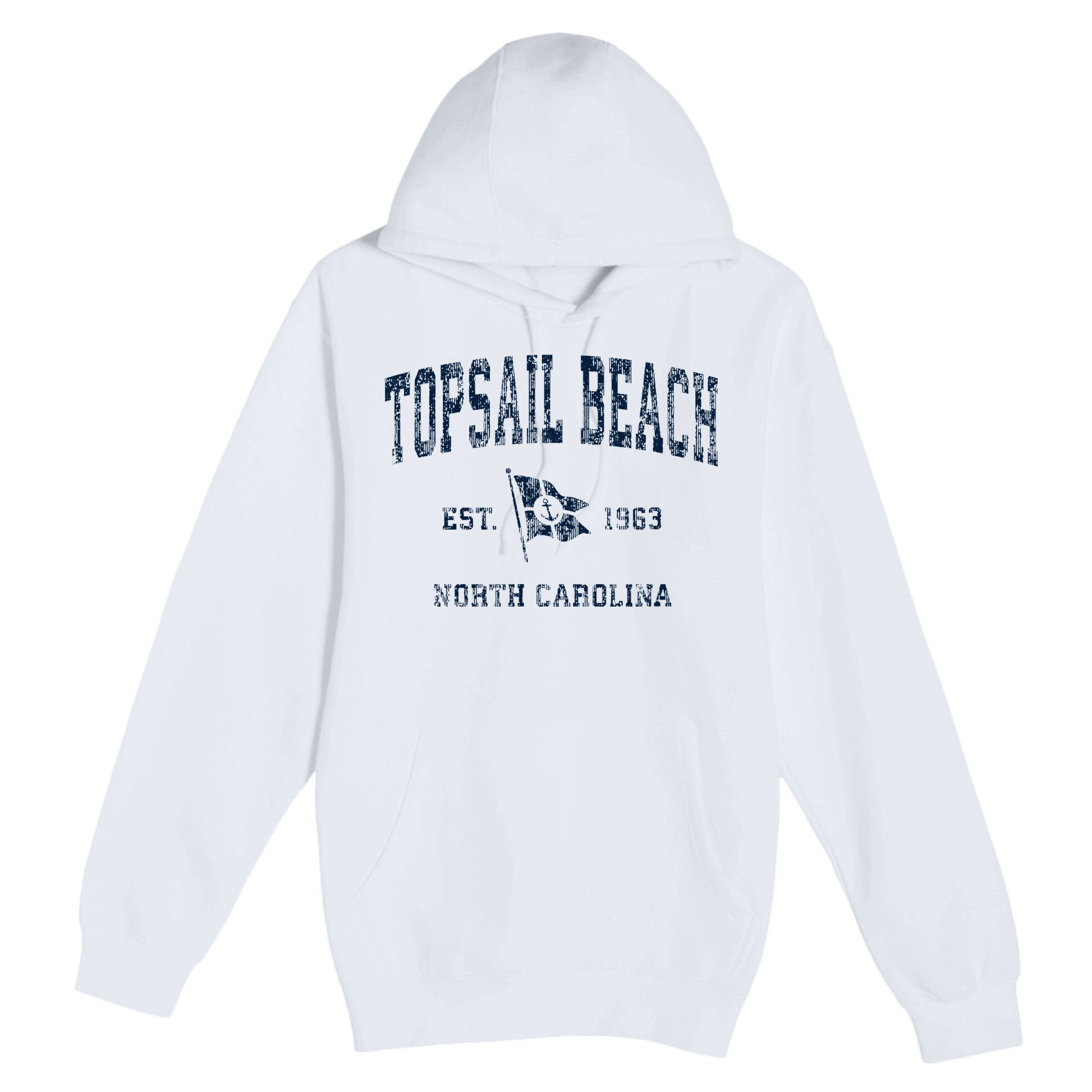Topsail Beach Nc Vintage Sports Boat Anchor Flag Premium Pullover Hoodie