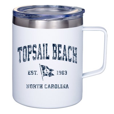 Topsail Beach Nc Vintage Sports Boat Anchor Flag 12oz Stainless Steel Coffee Mug