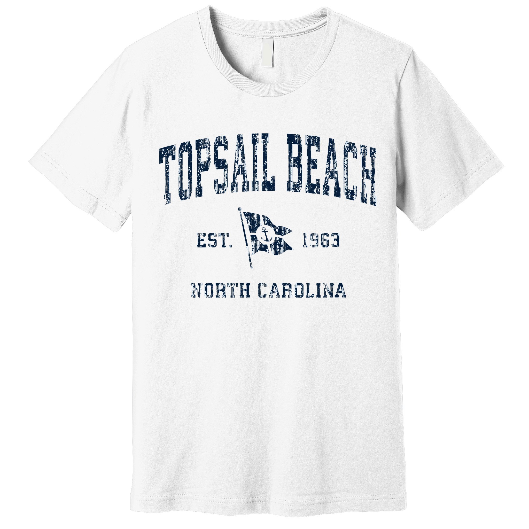 Topsail Beach Nc Vintage Sports Boat Anchor Flag Premium T-Shirt