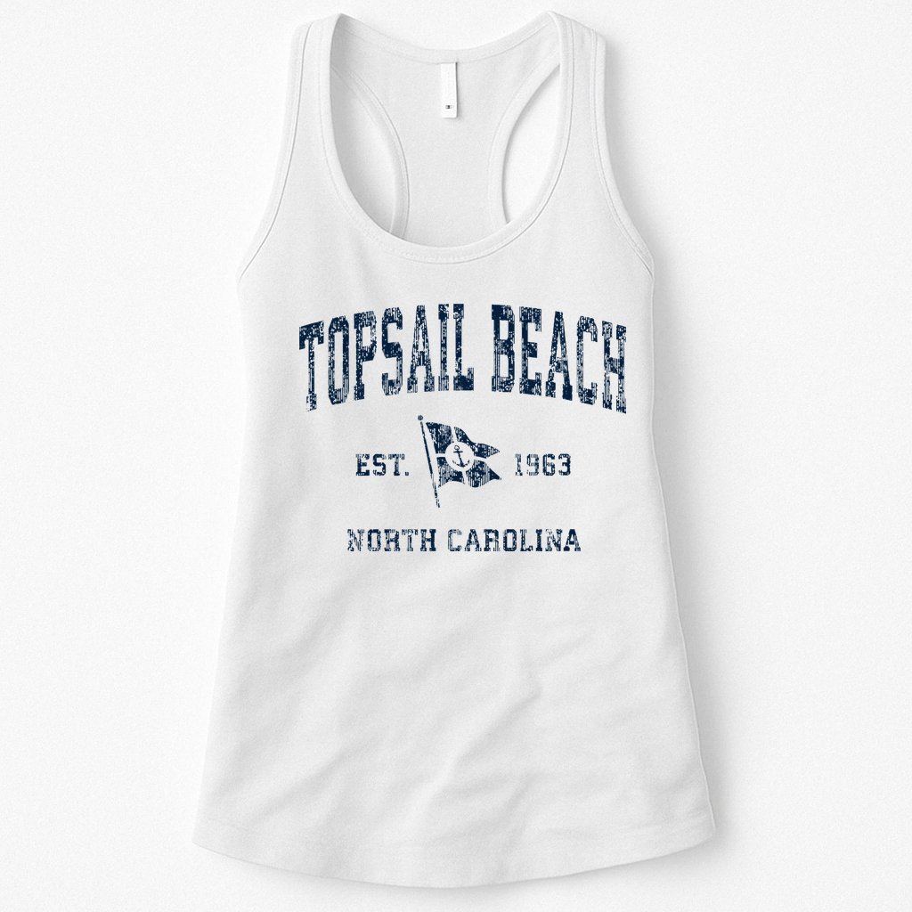 Topsail Beach Nc Vintage Sports Boat Anchor Flag Womens Tank Top