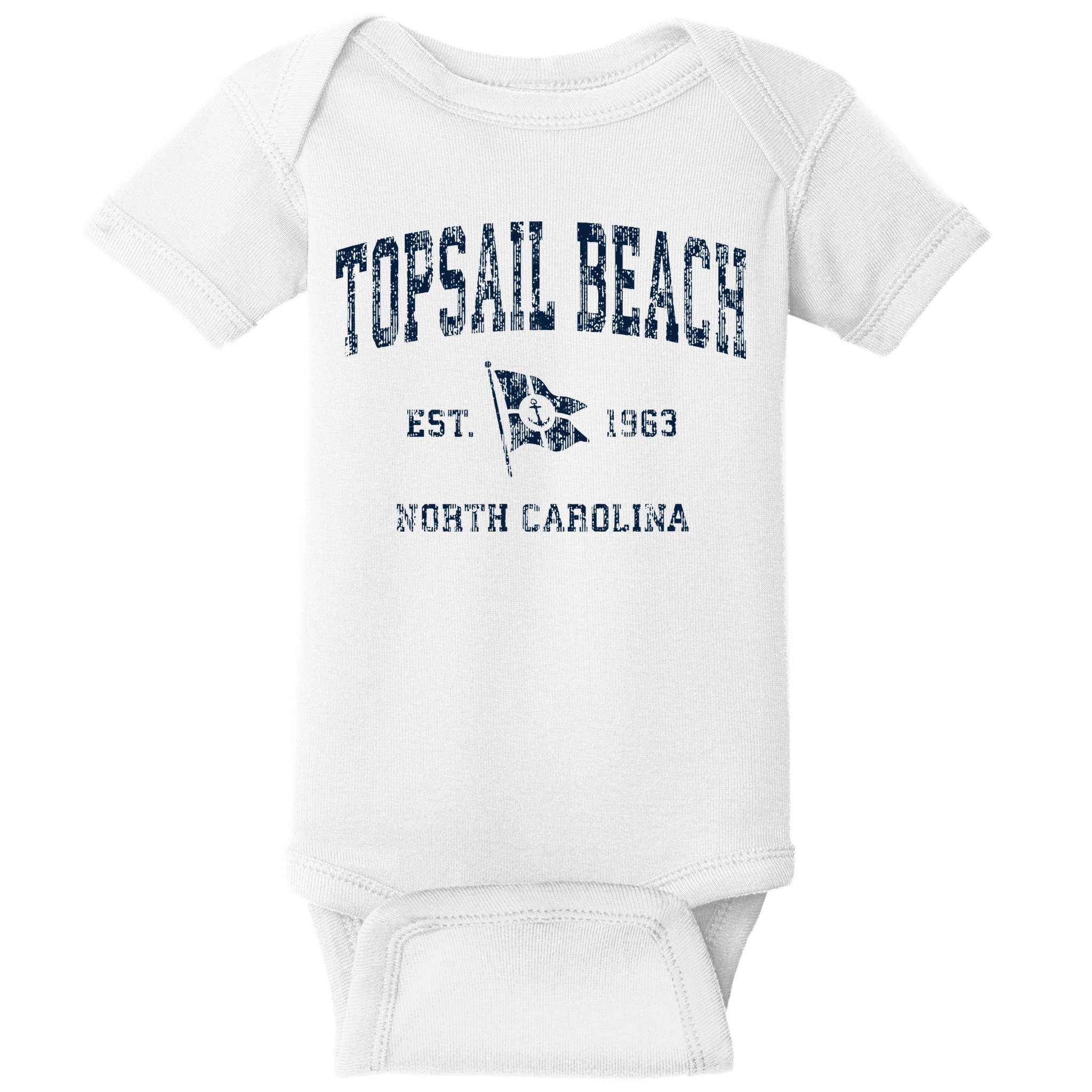 Topsail Beach Nc Vintage Sports Boat Anchor Flag Baby Bodysuit