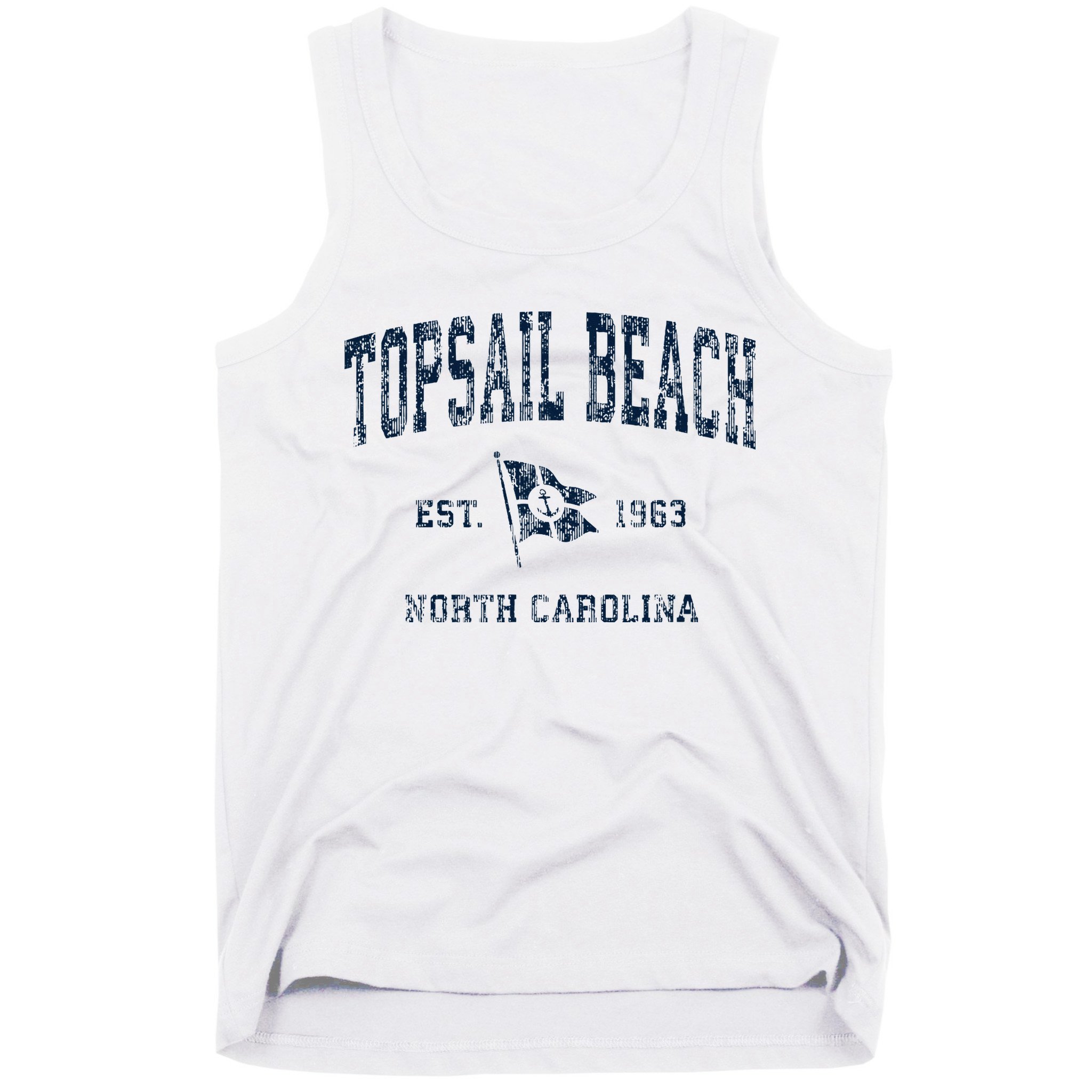Topsail Beach Nc Vintage Sports Boat Anchor Flag Tank Top