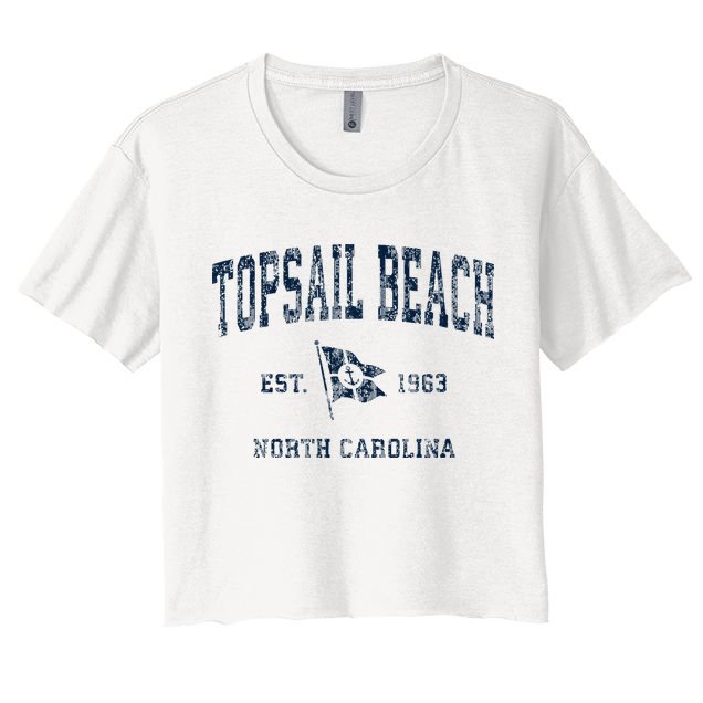 Topsail Beach Nc Vintage Sports Boat Anchor Flag Crop Top