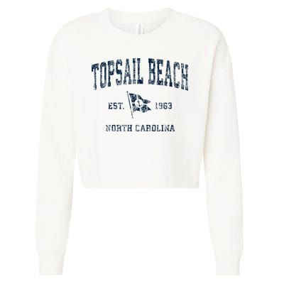 Topsail Beach Nc Vintage Sports Boat Anchor Flag Cropped Pullover Crew