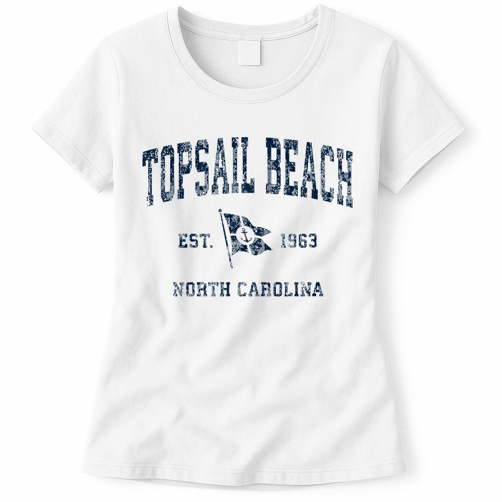 Topsail Beach Nc Vintage Sports Boat Anchor Flag Womens T-Shirt