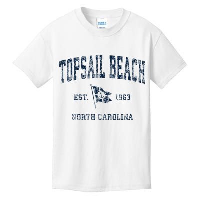 Topsail Beach Nc Vintage Sports Boat Anchor Flag Kids T-Shirt