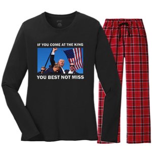 Trump Best Not Miss Bold Design Women's Long Sleeve Flannel Pajama Set 