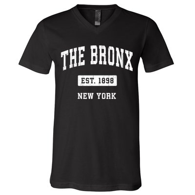 The Bronx New York Ny Vintage Established Sports V-Neck T-Shirt