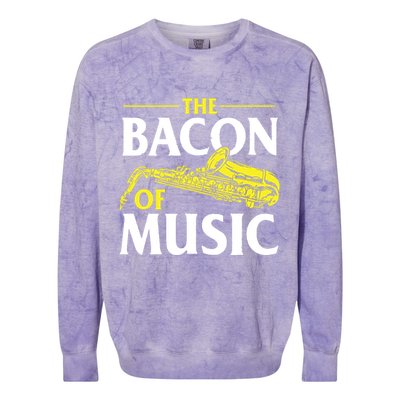 The Bacon Of Music Saxophone Player Saxophonist Jazz Colorblast Crewneck Sweatshirt