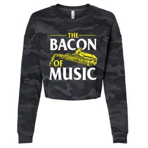 The Bacon Of Music Saxophone Player Saxophonist Jazz Cropped Pullover Crew