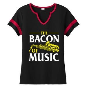 The Bacon Of Music Saxophone Player Saxophonist Jazz Ladies Halftime Notch Neck Tee