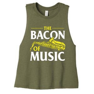 The Bacon Of Music Saxophone Player Saxophonist Jazz Women's Racerback Cropped Tank