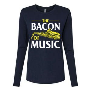 The Bacon Of Music Saxophone Player Saxophonist Jazz Womens Cotton Relaxed Long Sleeve T-Shirt