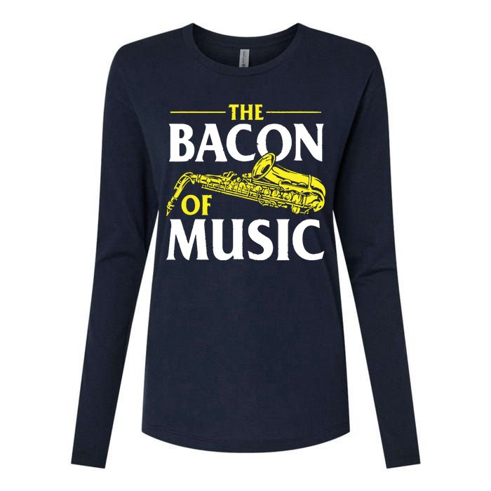 The Bacon Of Music Saxophone Player Saxophonist Jazz Womens Cotton Relaxed Long Sleeve T-Shirt