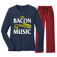 The Bacon Of Music Saxophone Player Saxophonist Jazz Women's Long Sleeve Flannel Pajama Set 