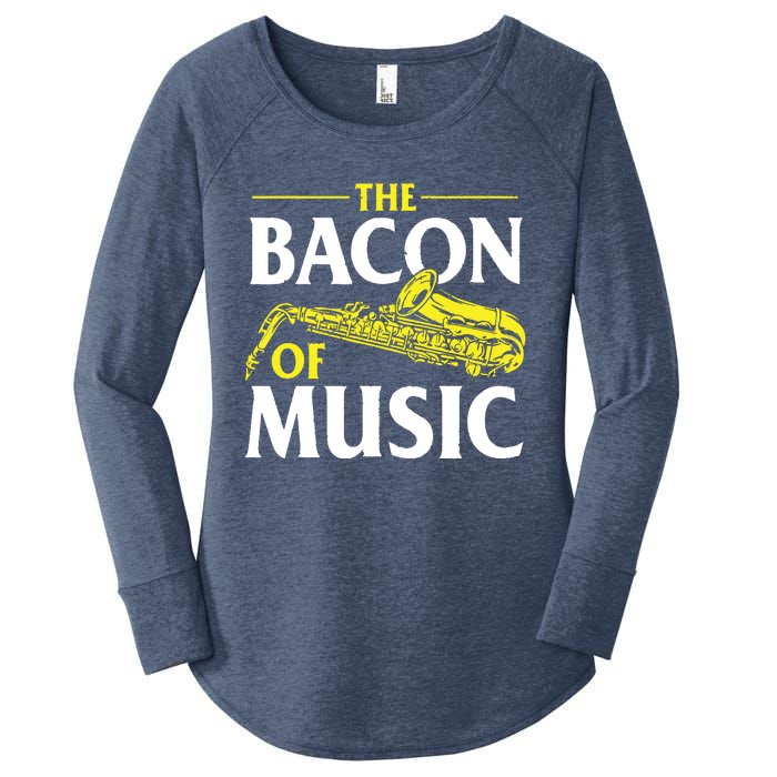 The Bacon Of Music Saxophone Player Saxophonist Jazz Women's Perfect Tri Tunic Long Sleeve Shirt