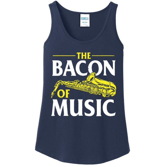 The Bacon Of Music Saxophone Player Saxophonist Jazz Ladies Essential Tank