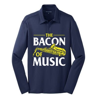 The Bacon Of Music Saxophone Player Saxophonist Jazz Silk Touch Performance Long Sleeve Polo