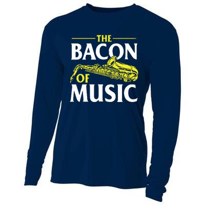 The Bacon Of Music Saxophone Player Saxophonist Jazz Cooling Performance Long Sleeve Crew