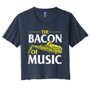 The Bacon Of Music Saxophone Player Saxophonist Jazz Women's Crop Top Tee