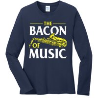 The Bacon Of Music Saxophone Player Saxophonist Jazz Ladies Long Sleeve Shirt