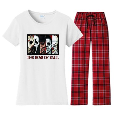 The Boyss Of Fall Horror Films Halloween Women's Flannel Pajama Set