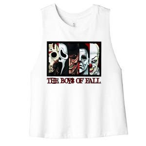 The Boyss Of Fall Horror Films Halloween Women's Racerback Cropped Tank