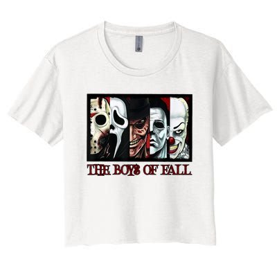 The Boyss Of Fall Horror Films Halloween Women's Crop Top Tee