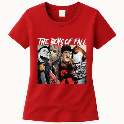 The Boy Of Fall Michael Jason Freddy Pennywise Halloween Horror Character Womens T-Shirt