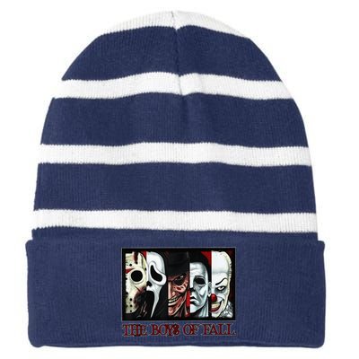 The Boy of Fall Horror Films Halloween Striped Beanie with Solid Band