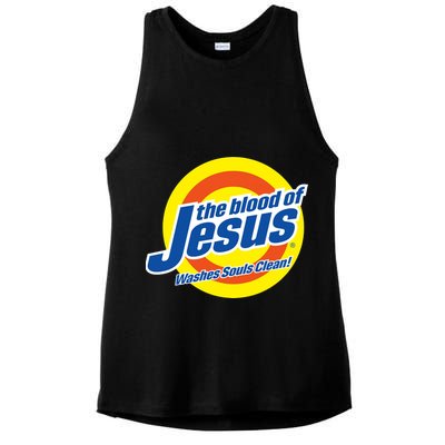 The Blood Of Jesus Washes Souls Clean Ladies PosiCharge Tri-Blend Wicking Tank