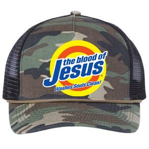 The Blood Of Jesus Washes Souls Clean Retro Rope Trucker Hat Cap