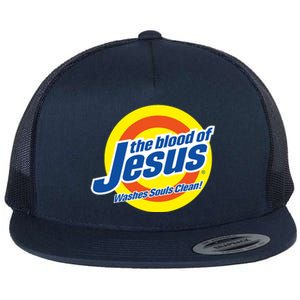 The Blood Of Jesus Washes Souls Clean Flat Bill Trucker Hat