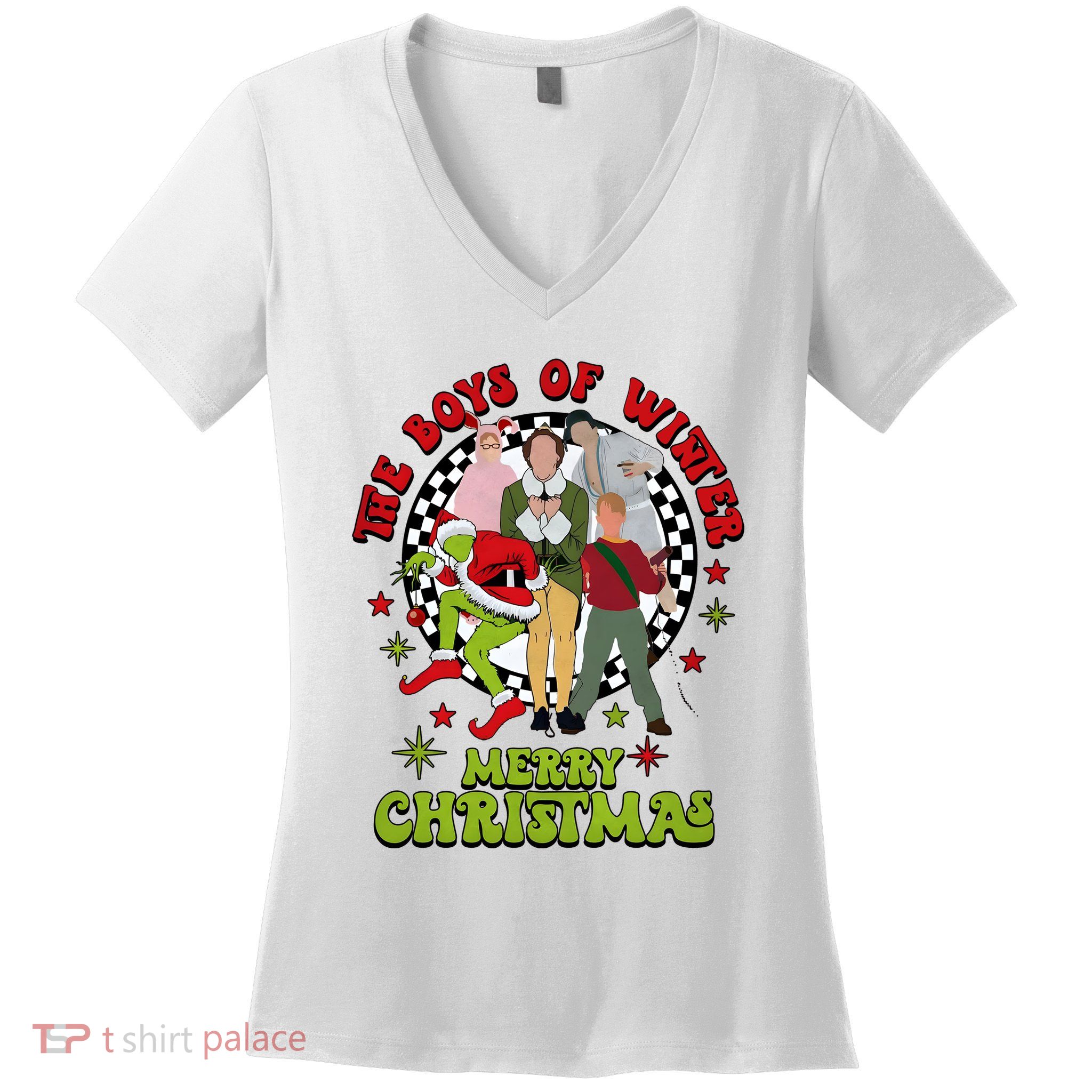 The Boy Of Winter Retro Holiday Christmas Kevin Home Alone Women's V-Neck T-Shirt