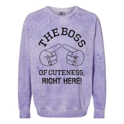 The Boss Of Cuteness Right Here! Funny Tits Joke Colorblast Crewneck Sweatshirt