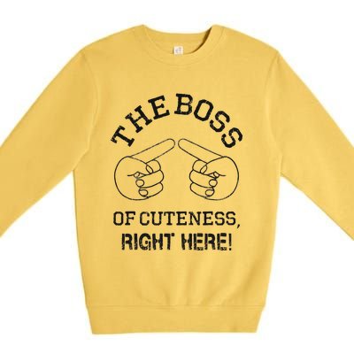 The Boss Of Cuteness Right Here! Funny Tits Joke Premium Crewneck Sweatshirt