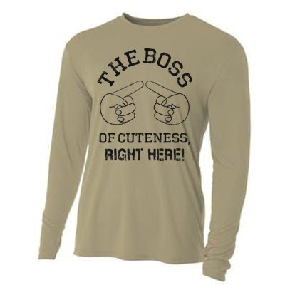 The Boss Of Cuteness Right Here! Funny Tits Joke Cooling Performance Long Sleeve Crew