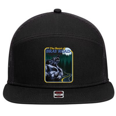 The Beast Of Bray Road Retro Wisconsin Dogman Cryptid 7 Panel Mesh Trucker Snapback Hat