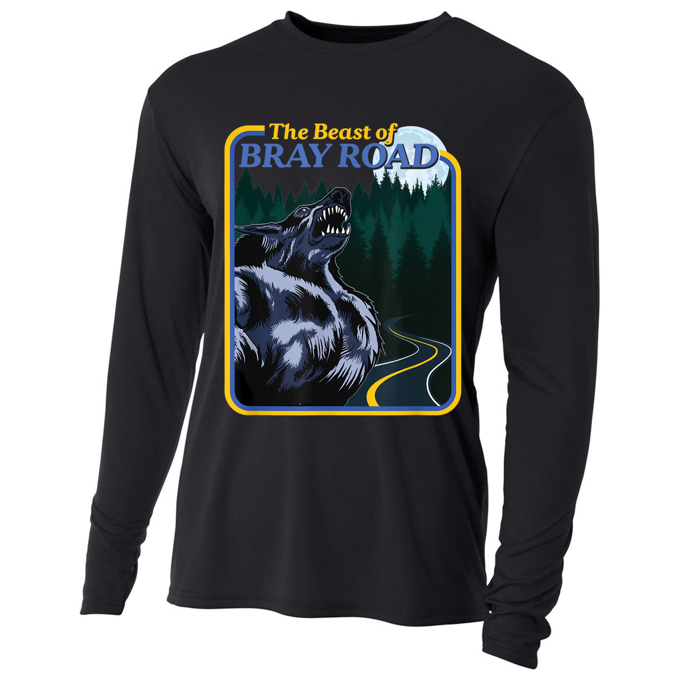 The Beast Of Bray Road Retro Wisconsin Dogman Cryptid Cooling Performance Long Sleeve Crew