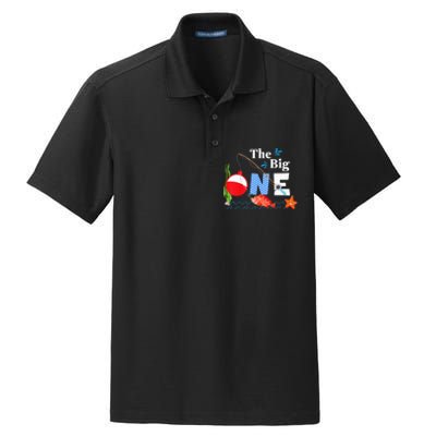 The Big One Year 1st First Birthday Little Fisherman  Dry Zone Grid Polo