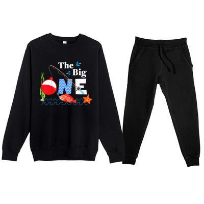 The Big One Year 1st First Birthday Little Fisherman  Premium Crewneck Sweatsuit Set