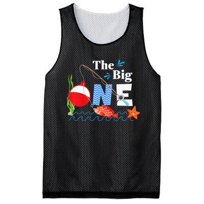 The Big One Year 1st First Birthday Little Fisherman  Mesh Reversible Basketball Jersey Tank